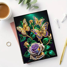 Load image into Gallery viewer, 50-Page A5 Butterfly Rose Diamond Painting Notebook for Adults Holiday Birthday

