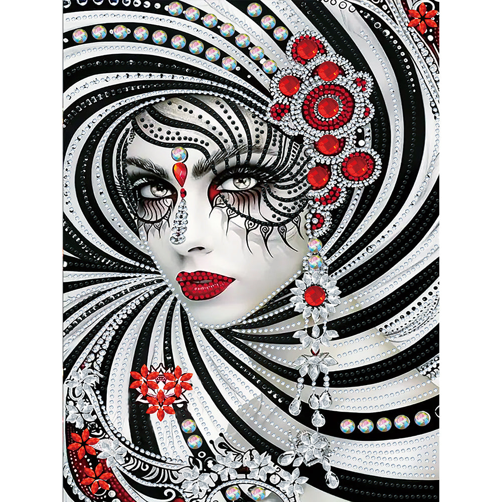 Masked Woman 30*40CM(Canvas) Partial Special Shaped Drill Diamond Painting