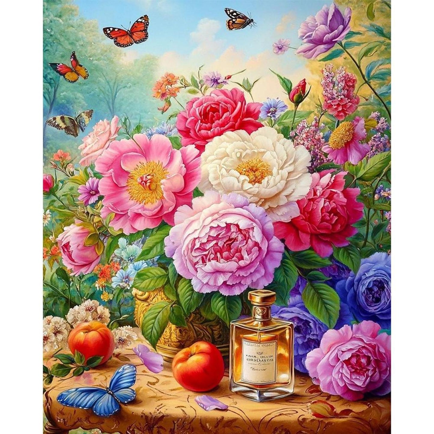 Peony Flower - Full 11CT Stamped Cross Stitch 40x50CM - Yishu