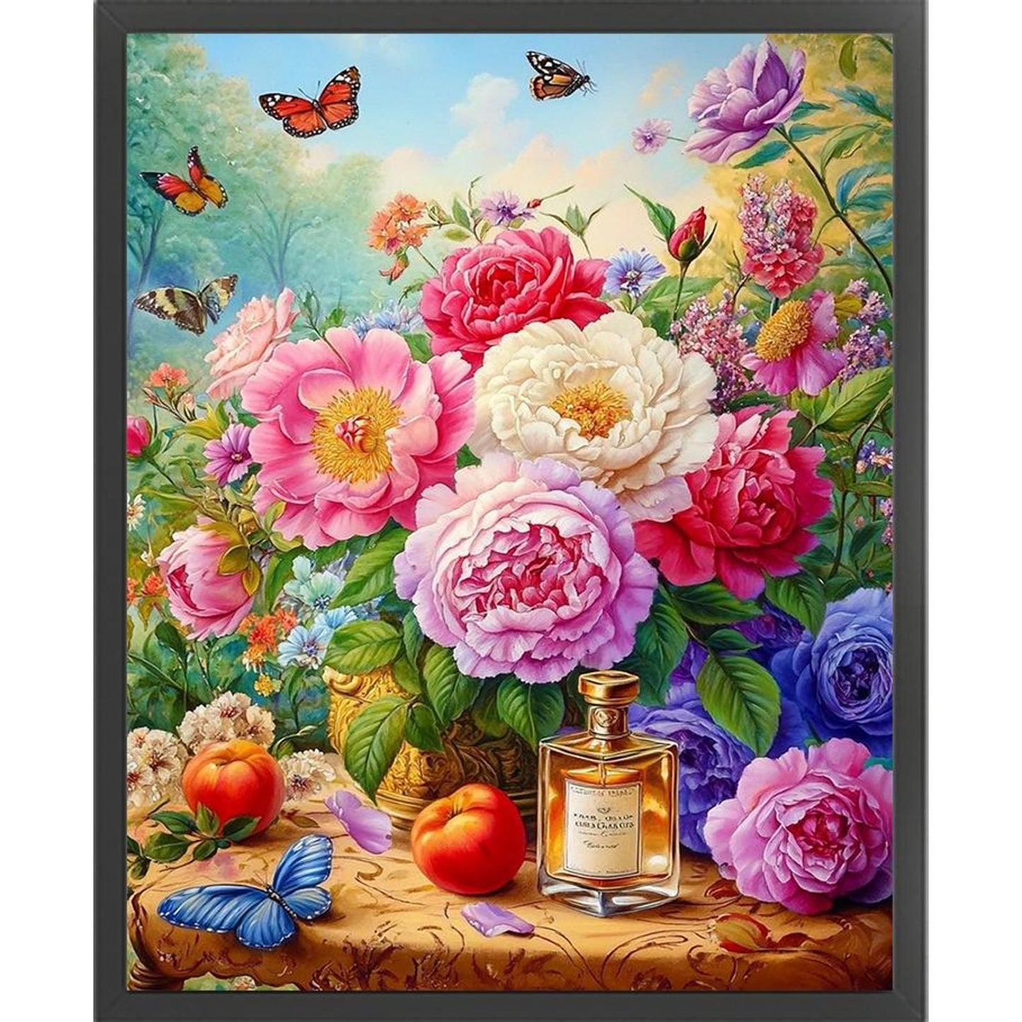 Peony Flower - Full 11CT Stamped Cross Stitch 40x50CM - Yishu