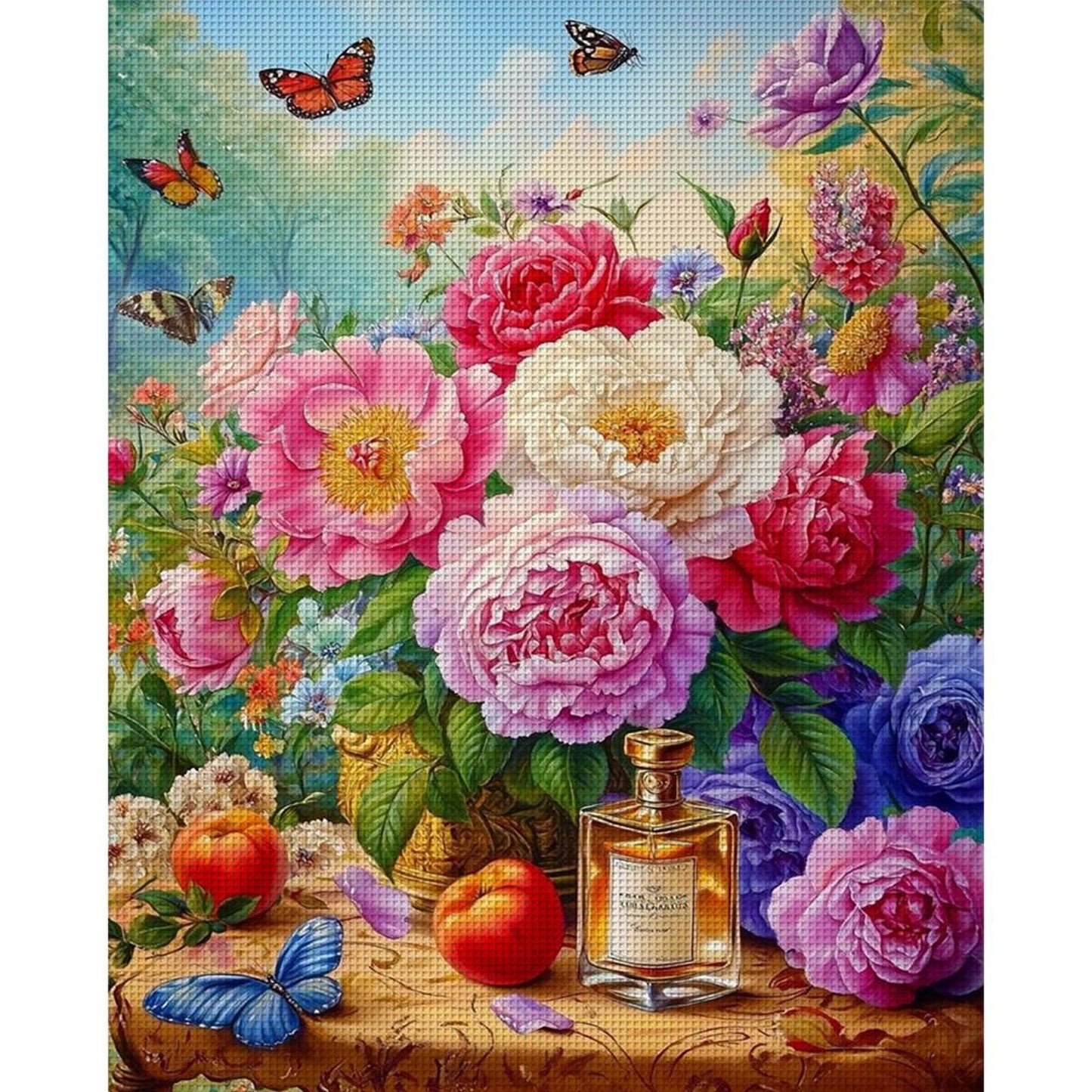 Peony Flower - Full 11CT Stamped Cross Stitch 40x50CM - Yishu