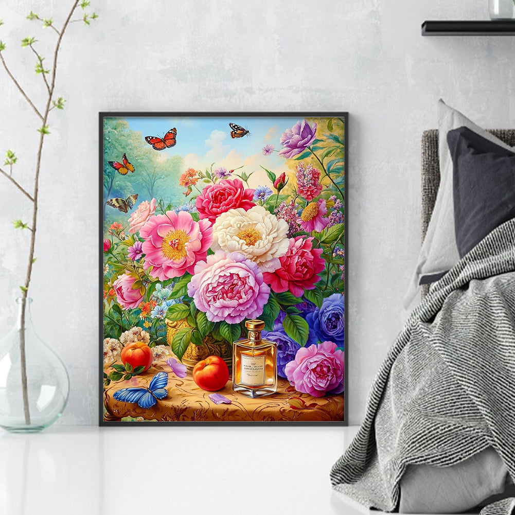 Peony Flower - Full 11CT Stamped Cross Stitch 40x50CM - Yishu