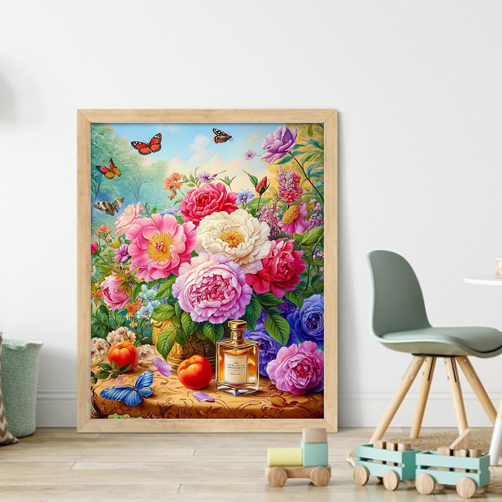 Peony Flower - Full 11CT Stamped Cross Stitch 40x50CM - Yishu