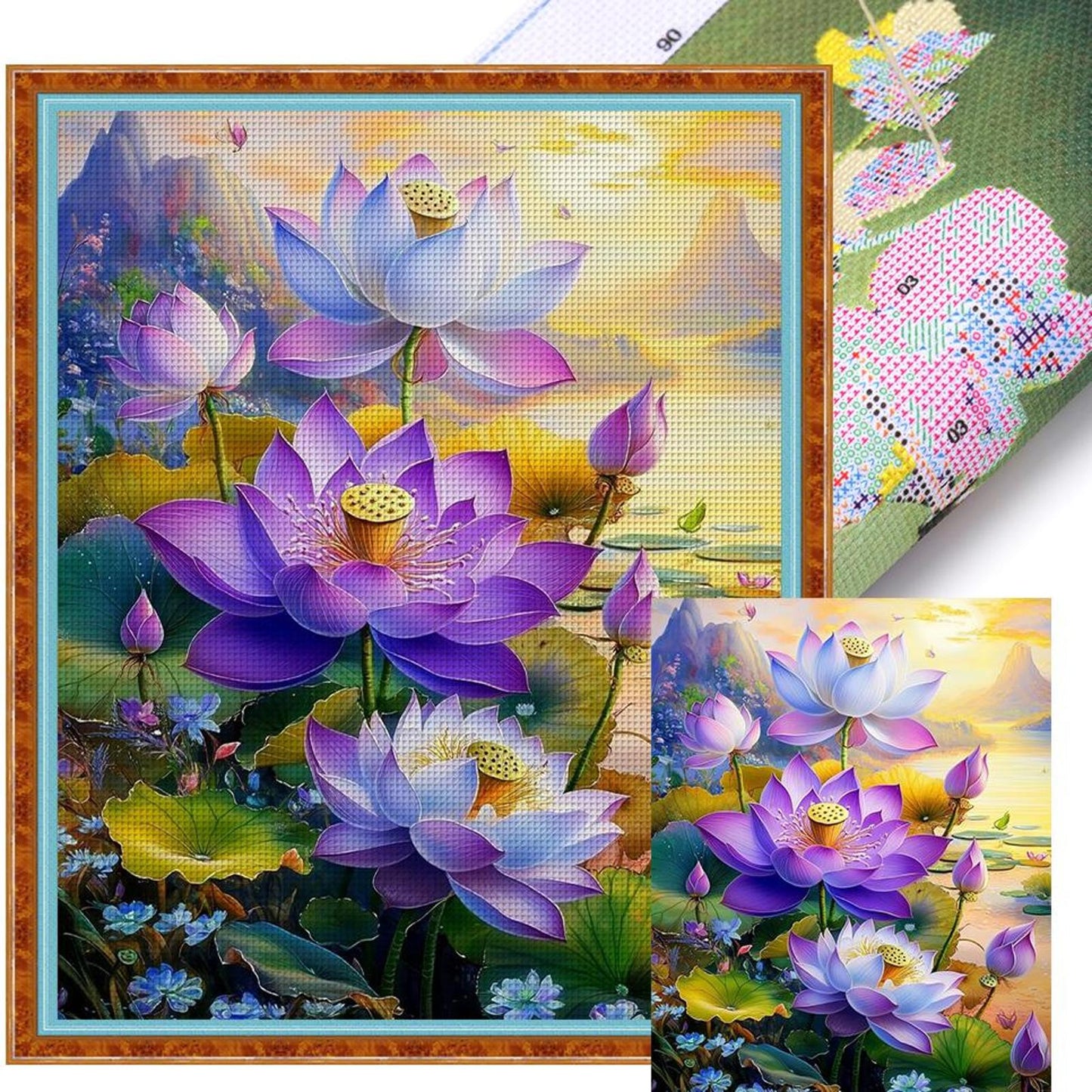 Lotus Flower - Full 11CT Stamped Cross Stitch 40x50CM - Yishu