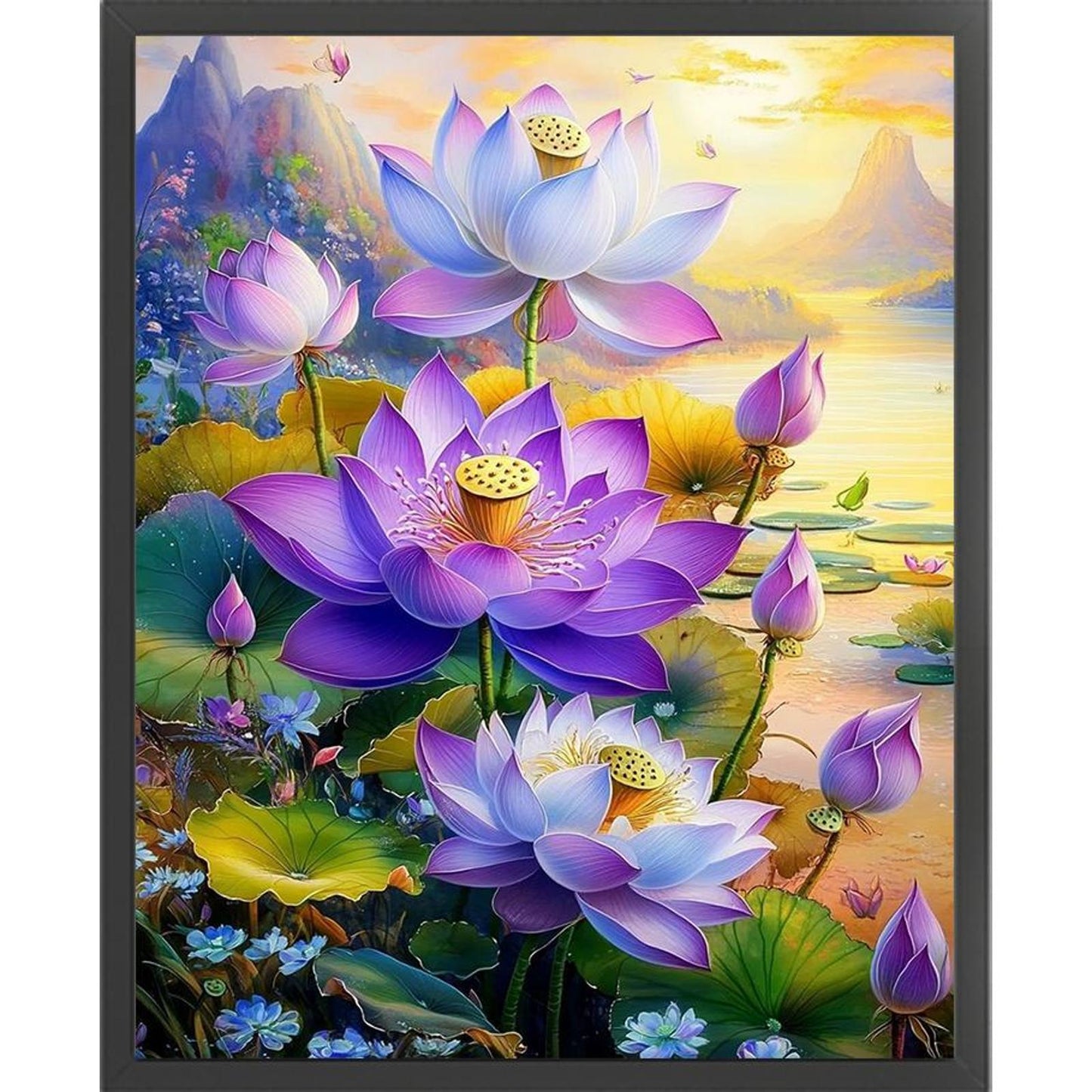 Lotus Flower - Full 11CT Stamped Cross Stitch 40x50CM - Yishu
