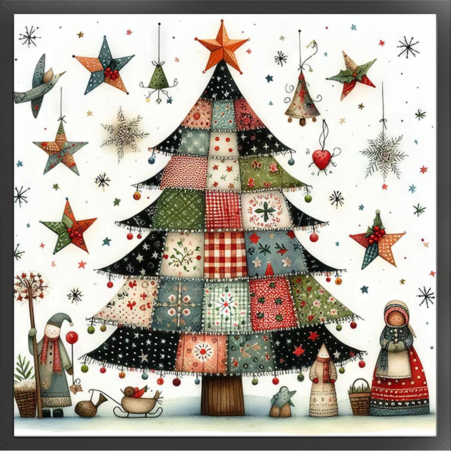 Stitched Christmas Tree - Full 11CT Counted Cross Stitch 50x50CM - Yishu