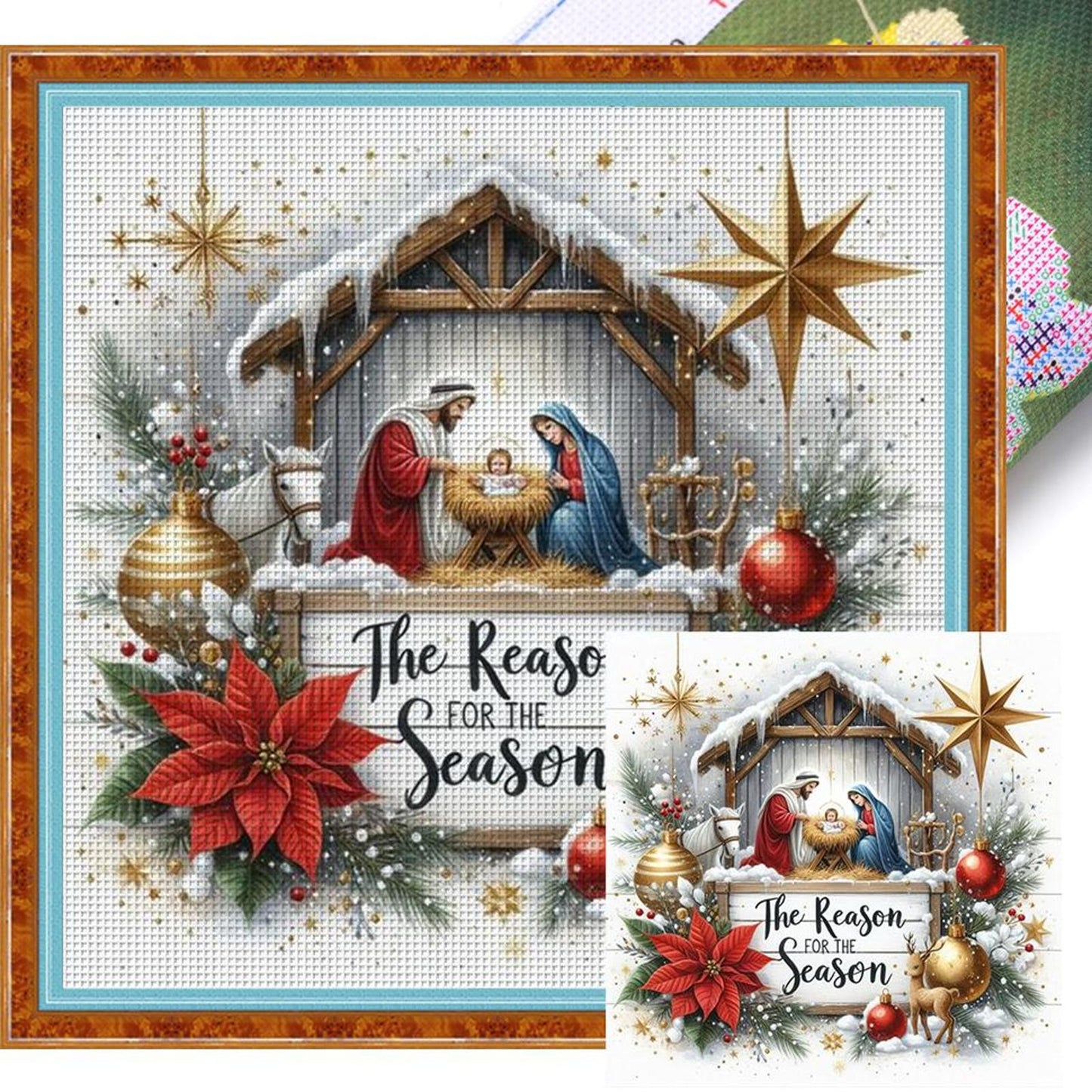 Nativity - Full 14CT Stamped Cross Stitch 40x40CM - Huacan