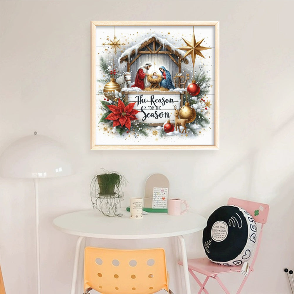 Nativity - Full 14CT Stamped Cross Stitch 40x40CM - Huacan