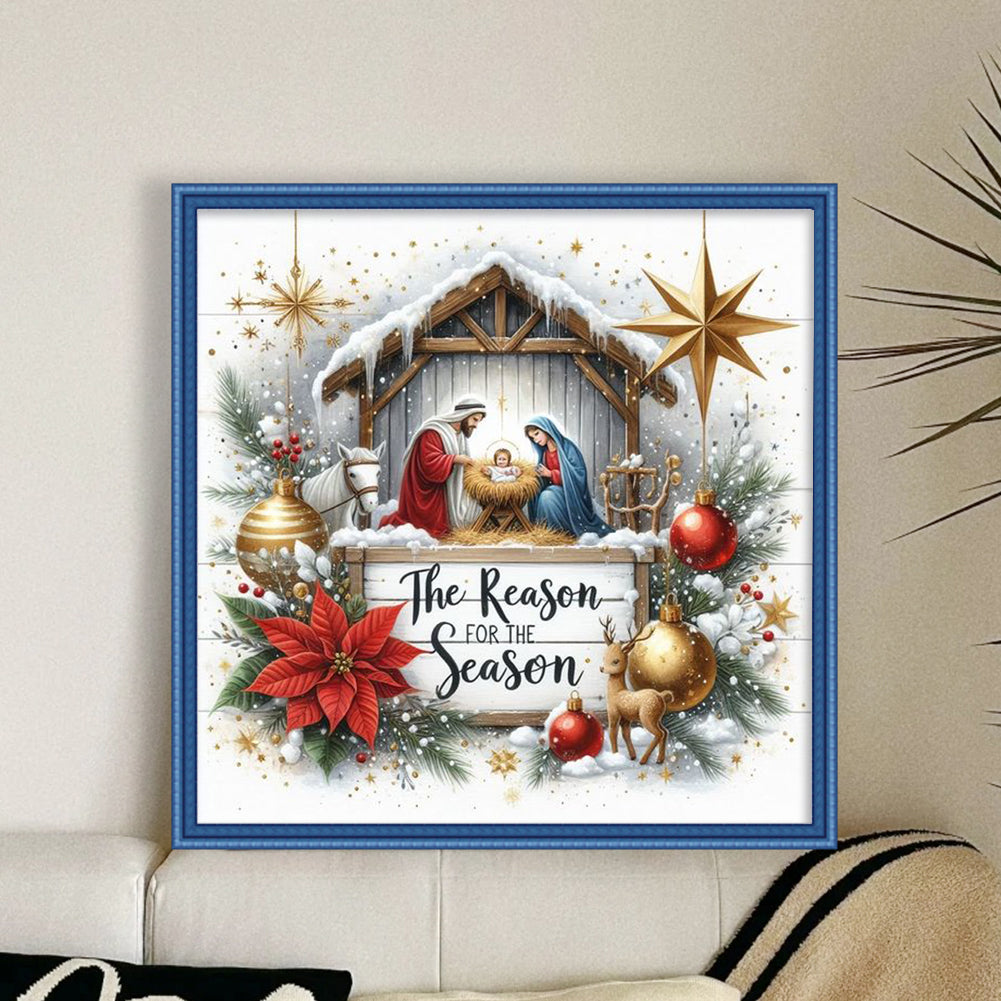 Nativity - Full 14CT Stamped Cross Stitch 40x40CM - Huacan