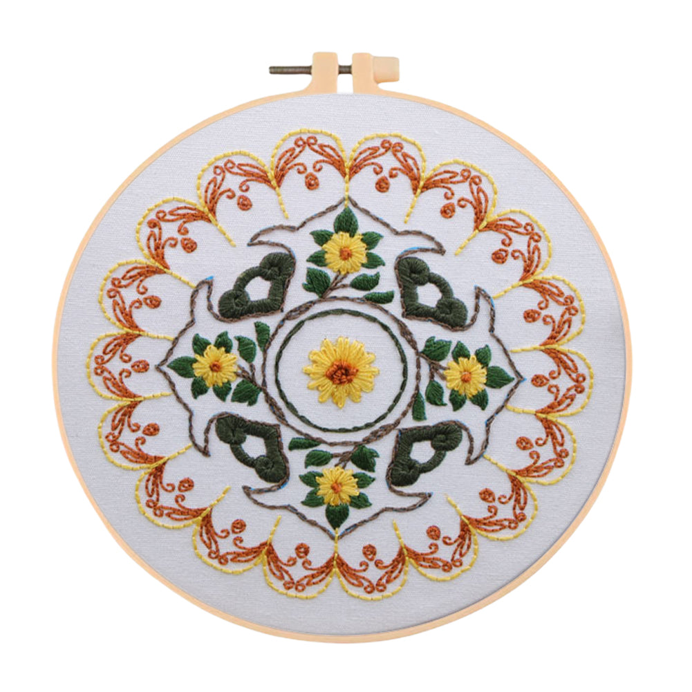 Chrysanthemum Mood In Frost - DIY Embroidery Cross Stitch Kit with Pattern Cotton Threads Needles Hoop 30x30CM/11.81x11.81in