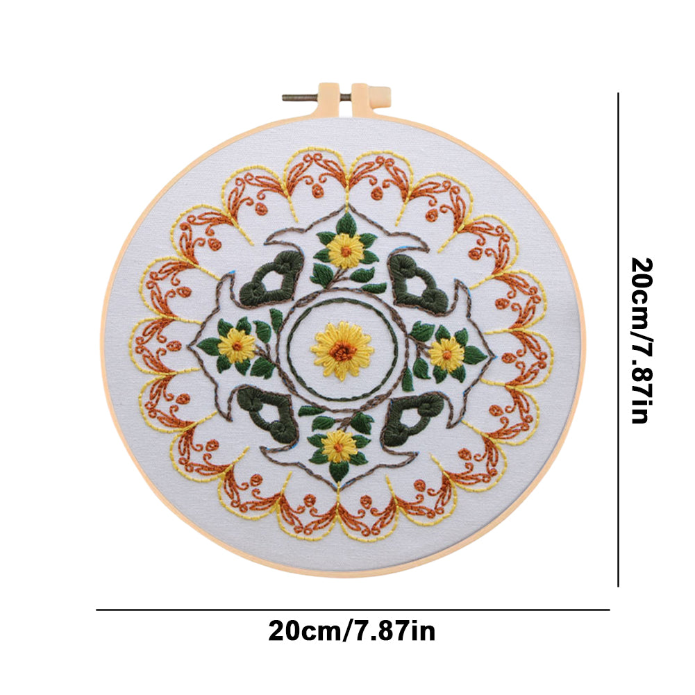 Chrysanthemum Mood In Frost - DIY Embroidery Cross Stitch Kit with Pattern Cotton Threads Needles Hoop 30x30CM/11.81x11.81in