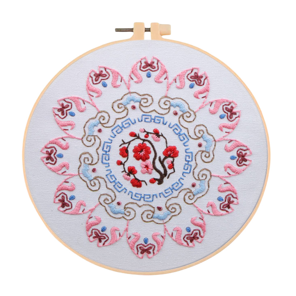 Plum Blossom In Cold Winter - DIY Embroidery Cross Stitch Kit with Pattern Cotton Threads Needles Hoop 30x30CM/11.81x11.81in