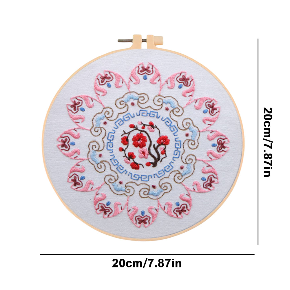 Plum Blossom In Cold Winter - DIY Embroidery Cross Stitch Kit with Pattern Cotton Threads Needles Hoop 30x30CM/11.81x11.81in