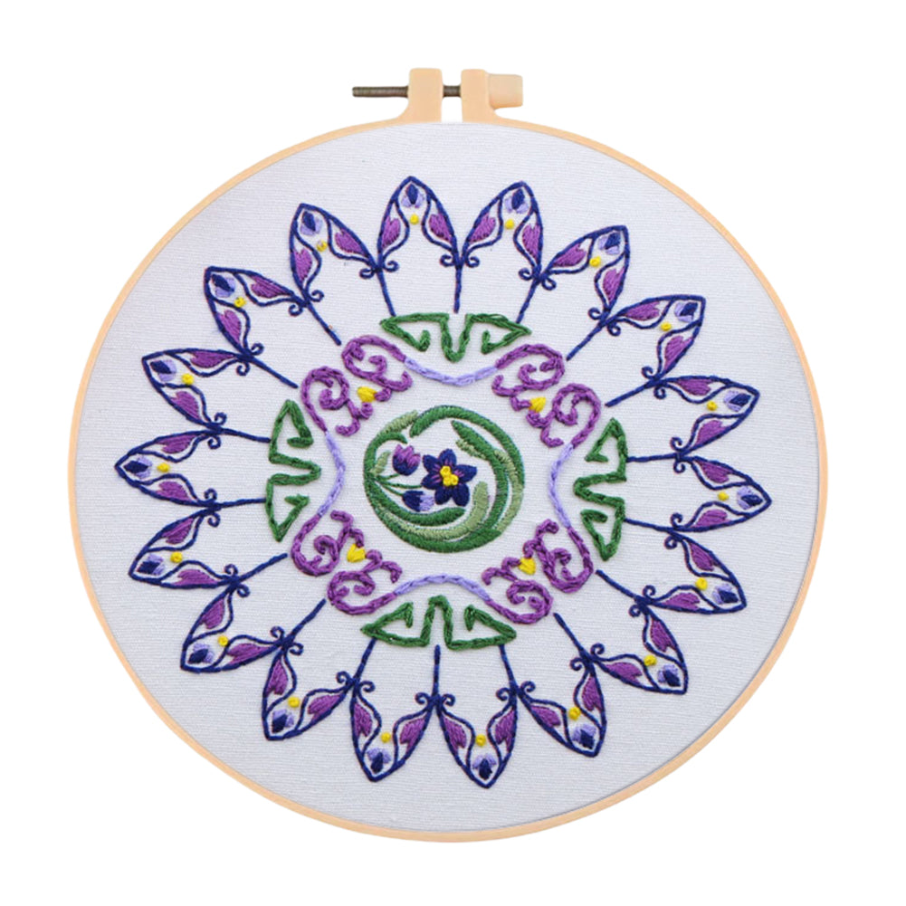 Orchid Dream In Mist - DIY Embroidery Cross Stitch Kit with Pattern Cotton Threads Needles Hoop 30x30CM/11.81x11.81in