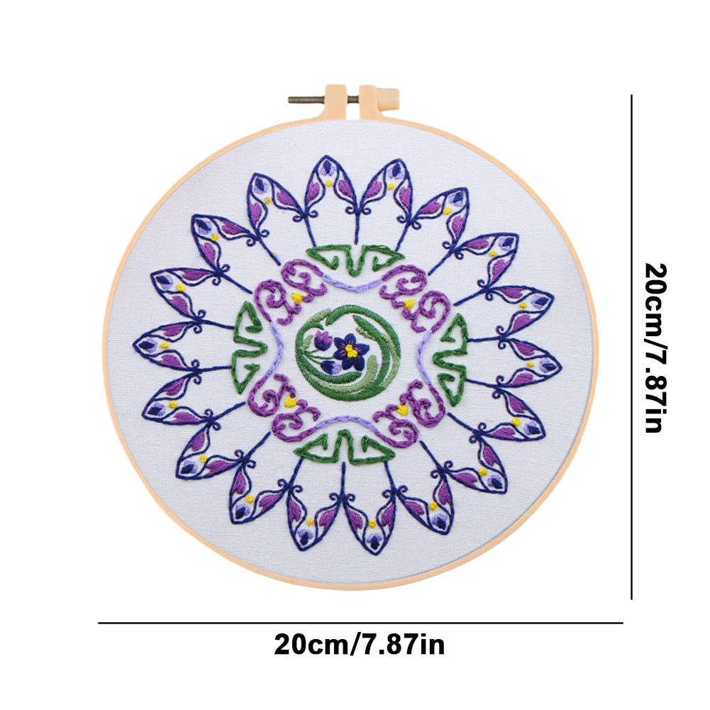 Orchid Dream In Mist - DIY Embroidery Cross Stitch Kit with Pattern Cotton Threads Needles Hoop 30x30CM/11.81x11.81in