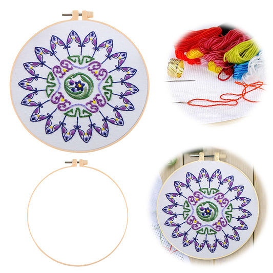 Orchid Dream In Mist - DIY Embroidery Cross Stitch Kit with Pattern Cotton Threads Needles Hoop 30x30CM/11.81x11.81in
