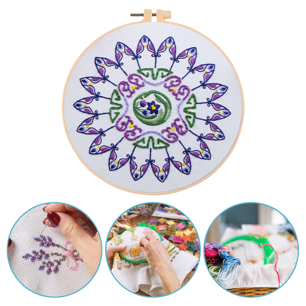 Orchid Dream In Mist - DIY Embroidery Cross Stitch Kit with Pattern Cotton Threads Needles Hoop 30x30CM/11.81x11.81in