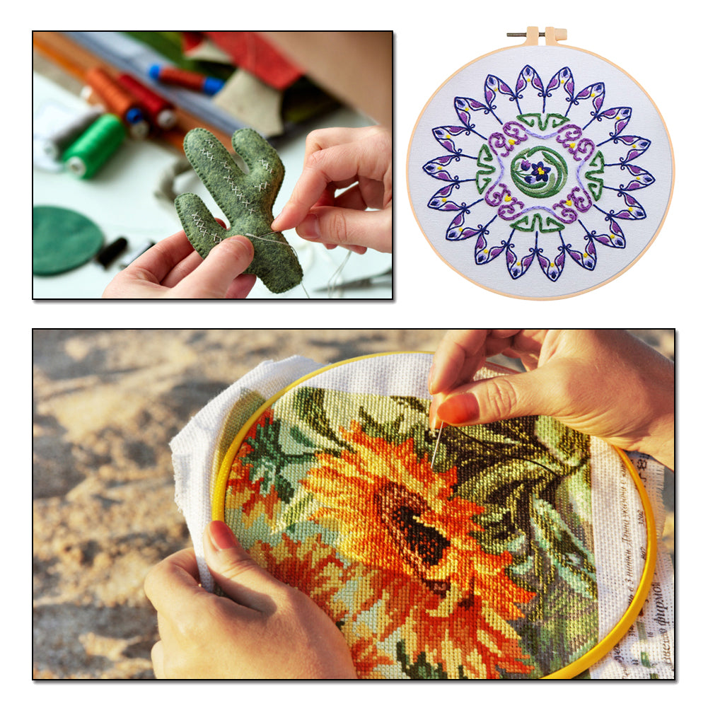 Orchid Dream In Mist - DIY Embroidery Cross Stitch Kit with Pattern Cotton Threads Needles Hoop 30x30CM/11.81x11.81in