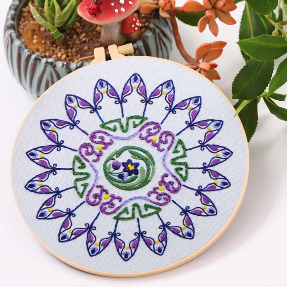 Orchid Dream In Mist - DIY Embroidery Cross Stitch Kit with Pattern Cotton Threads Needles Hoop 30x30CM/11.81x11.81in