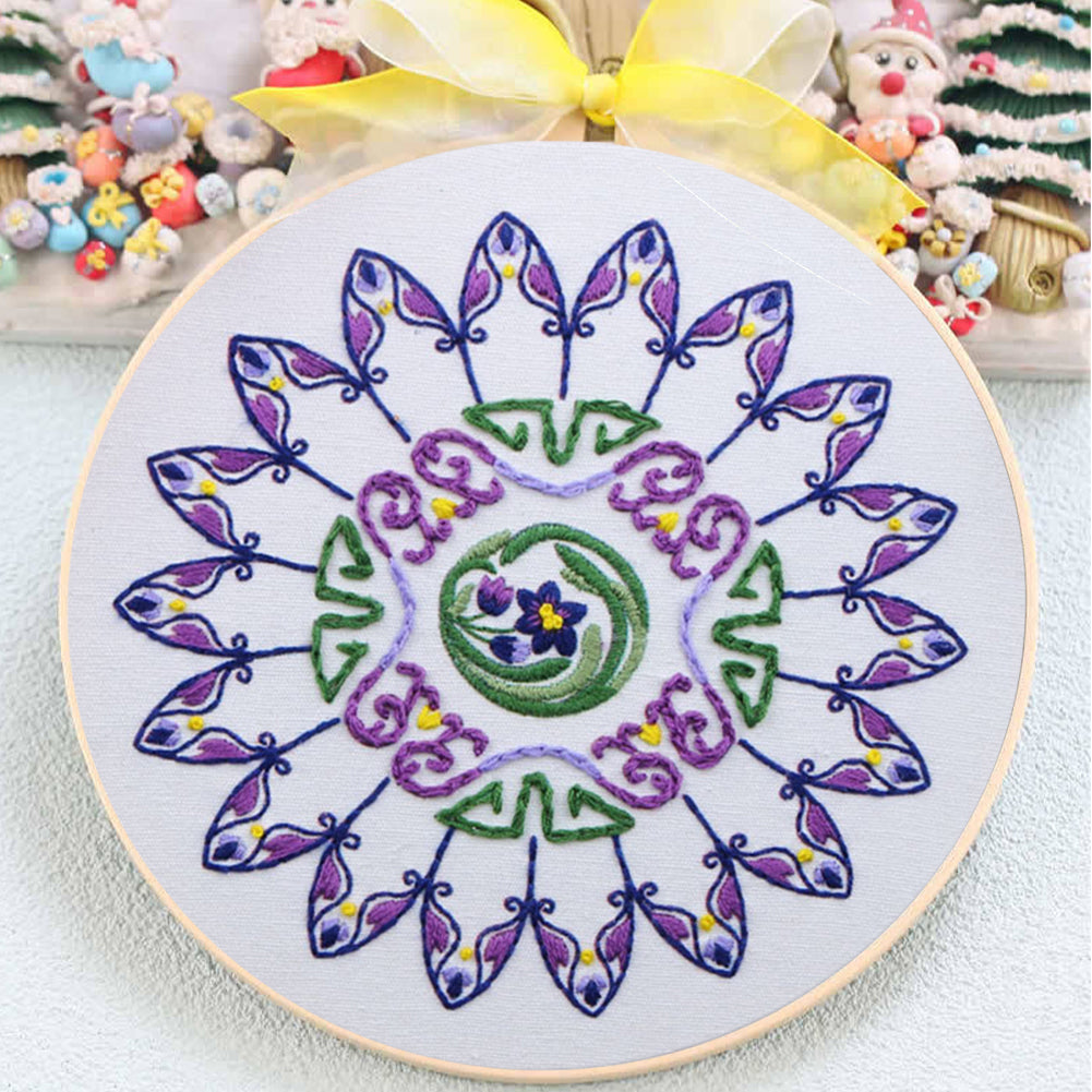 Orchid Dream In Mist - DIY Embroidery Cross Stitch Kit with Pattern Cotton Threads Needles Hoop 30x30CM/11.81x11.81in