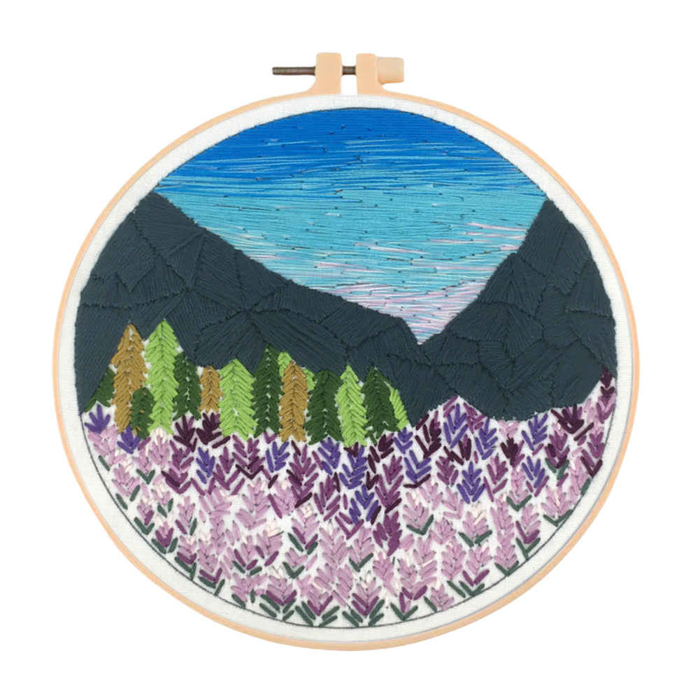 Flower Sea In Forest - DIY Embroidery Cross Stitch Kit with Pattern Cotton Threads Needles Hoop 30x30CM/11.81x11.81in
