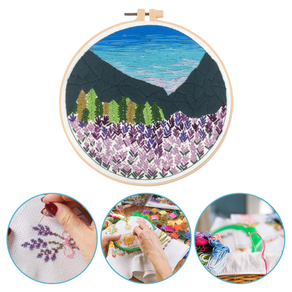 Flower Sea In Forest - DIY Embroidery Cross Stitch Kit with Pattern Cotton Threads Needles Hoop 30x30CM/11.81x11.81in