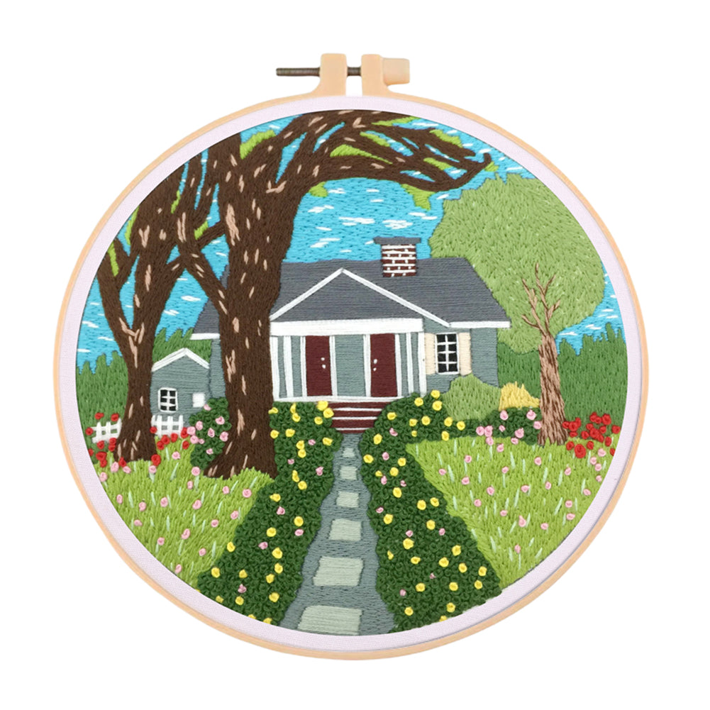 Paradise - DIY Embroidery Cross Stitch Kit with Pattern Cotton Threads Needles Hoop 30x30CM/11.81x11.81in