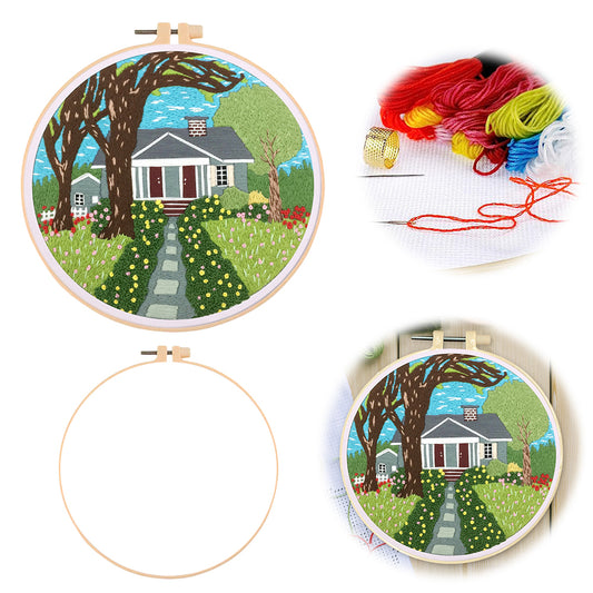 Paradise - DIY Embroidery Cross Stitch Kit with Pattern Cotton Threads Needles Hoop 30x30CM/11.81x11.81in