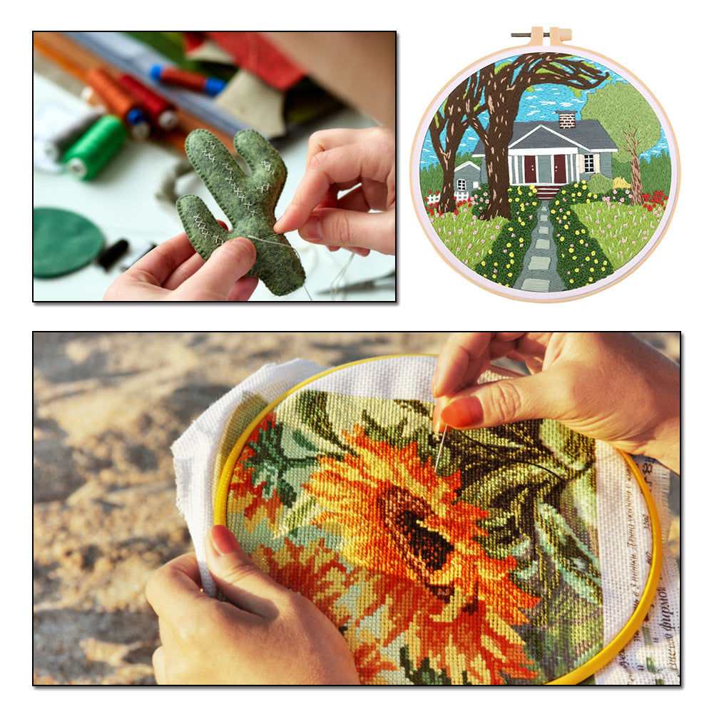 Paradise - DIY Embroidery Cross Stitch Kit with Pattern Cotton Threads Needles Hoop 30x30CM/11.81x11.81in