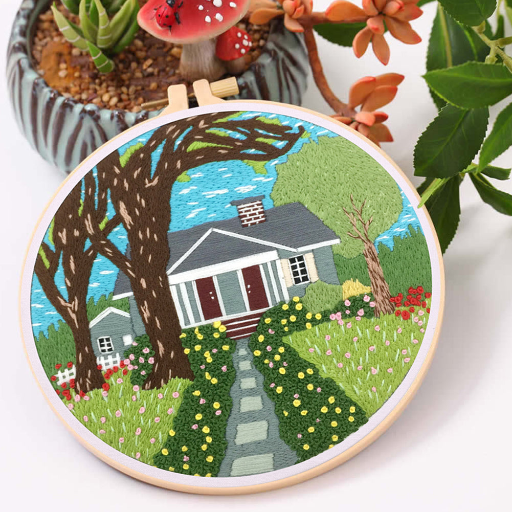 Paradise - DIY Embroidery Cross Stitch Kit with Pattern Cotton Threads Needles Hoop 30x30CM/11.81x11.81in