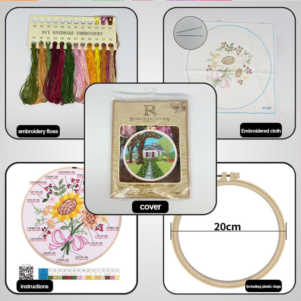 Paradise - DIY Embroidery Cross Stitch Kit with Pattern Cotton Threads Needles Hoop 30x30CM/11.81x11.81in