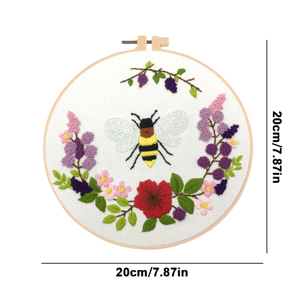 Whispers Among Flowers - DIY Embroidery Cross Stitch Kit with Pattern Cotton Threads Needles Hoop 30x30CM/11.81x11.81in