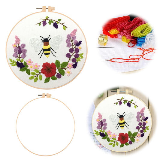 Whispers Among Flowers - DIY Embroidery Cross Stitch Kit with Pattern Cotton Threads Needles Hoop 30x30CM/11.81x11.81in