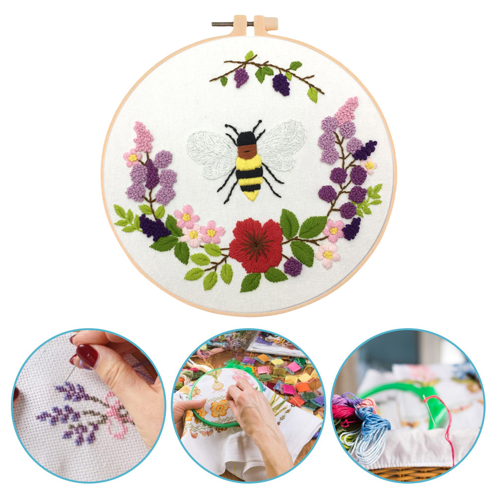 Whispers Among Flowers - DIY Embroidery Cross Stitch Kit with Pattern Cotton Threads Needles Hoop 30x30CM/11.81x11.81in