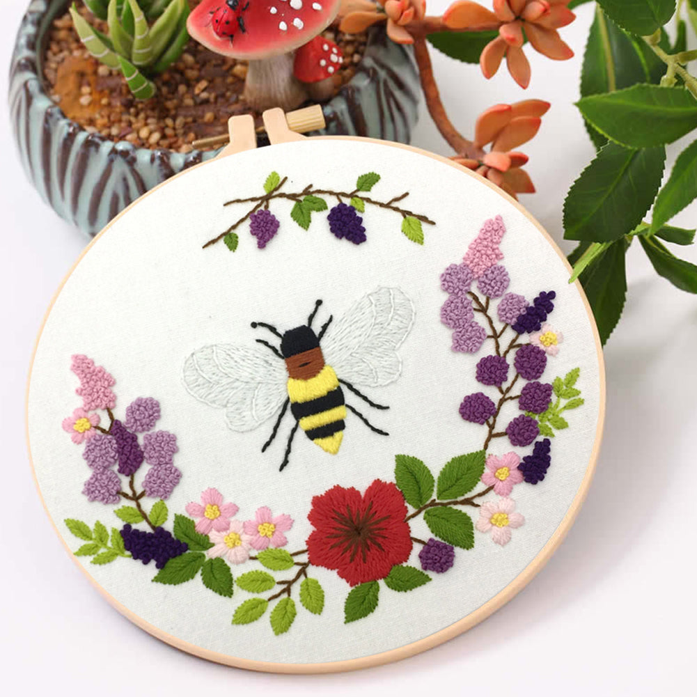 Whispers Among Flowers - DIY Embroidery Cross Stitch Kit with Pattern Cotton Threads Needles Hoop 30x30CM/11.81x11.81in