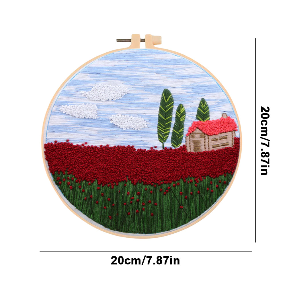 Scenery - DIY Embroidery Cross Stitch Kit with Pattern Cotton Threads Needles Hoop 35x35CM/13.78x13.78in