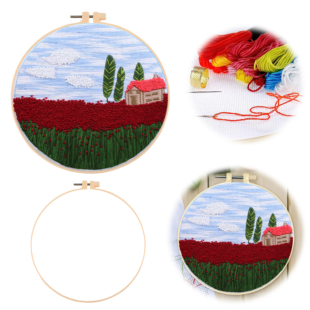 Scenery - DIY Embroidery Cross Stitch Kit with Pattern Cotton Threads Needles Hoop 35x35CM/13.78x13.78in