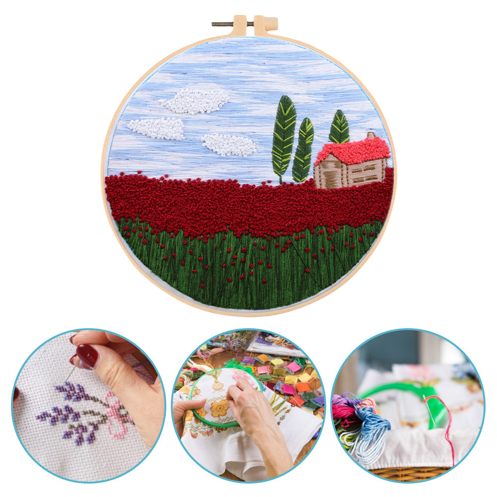 Scenery - DIY Embroidery Cross Stitch Kit with Pattern Cotton Threads Needles Hoop 35x35CM/13.78x13.78in