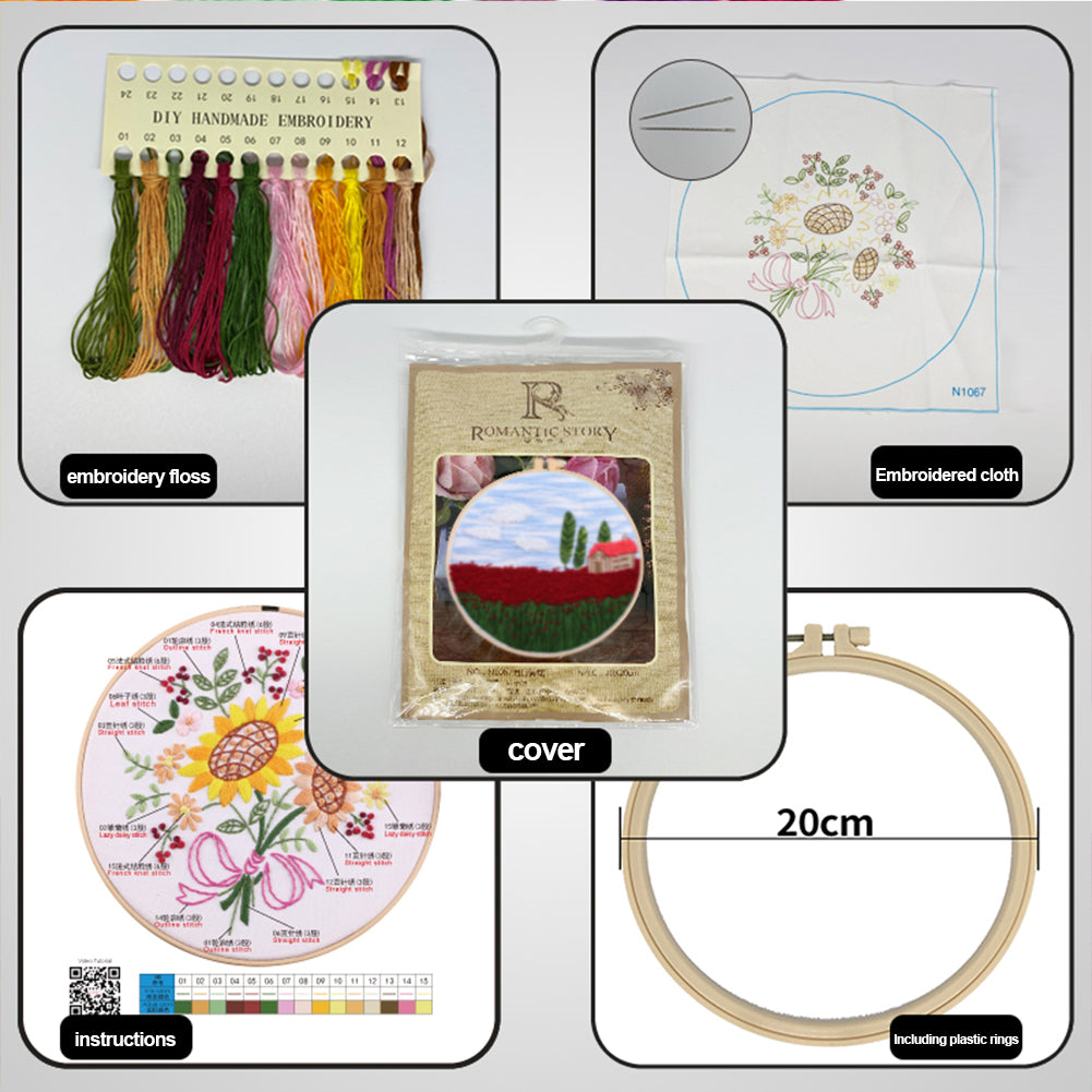 Scenery - DIY Embroidery Cross Stitch Kit with Pattern Cotton Threads Needles Hoop 35x35CM/13.78x13.78in