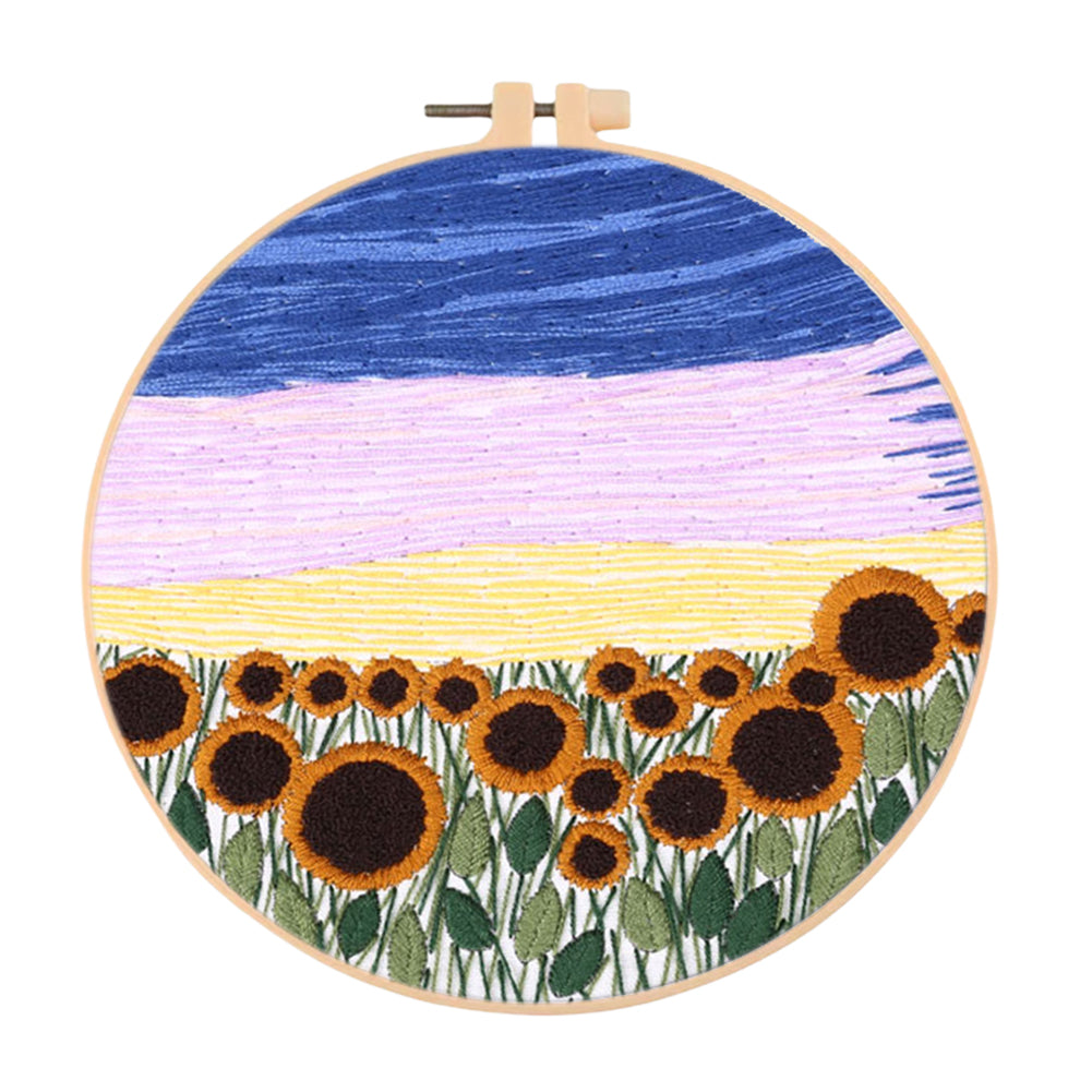 Scenery - DIY Embroidery Cross Stitch Kit with Pattern Cotton Threads Needles Hoop 35x35CM/13.78x13.78in