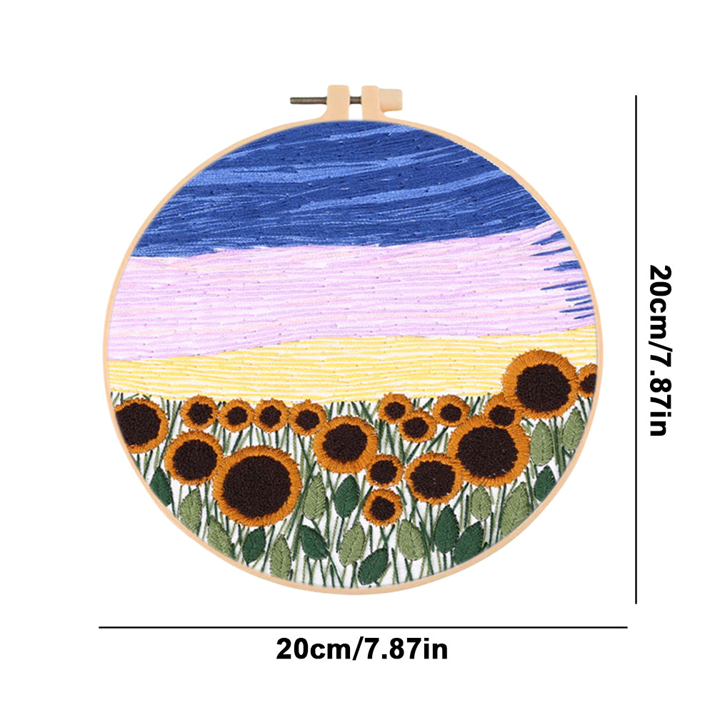 Scenery - DIY Embroidery Cross Stitch Kit with Pattern Cotton Threads Needles Hoop 35x35CM/13.78x13.78in