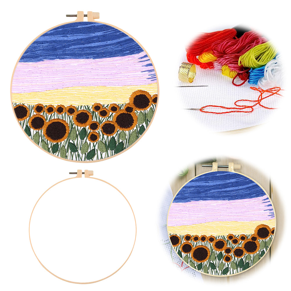 Scenery - DIY Embroidery Cross Stitch Kit with Pattern Cotton Threads Needles Hoop 35x35CM/13.78x13.78in