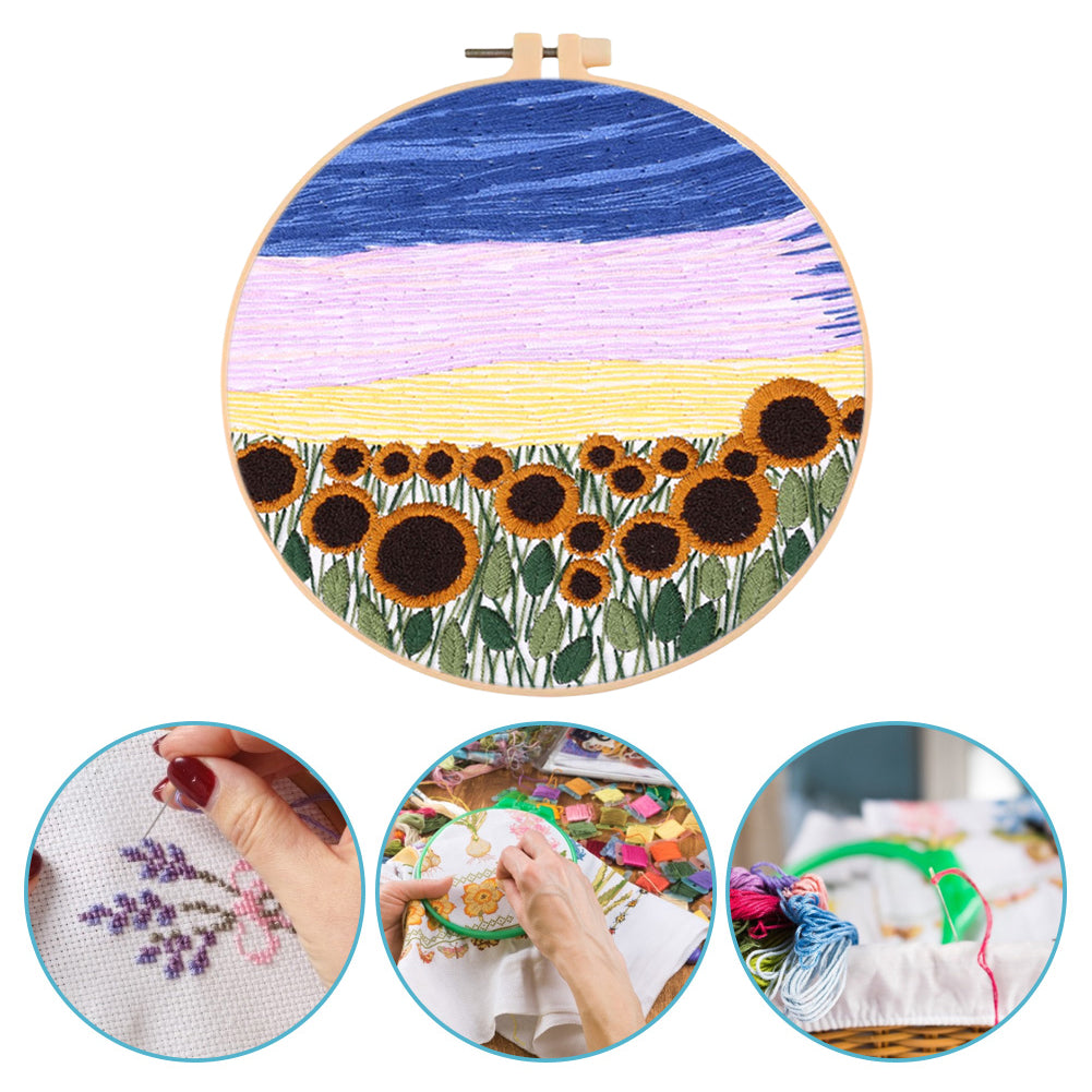 Scenery - DIY Embroidery Cross Stitch Kit with Pattern Cotton Threads Needles Hoop 35x35CM/13.78x13.78in