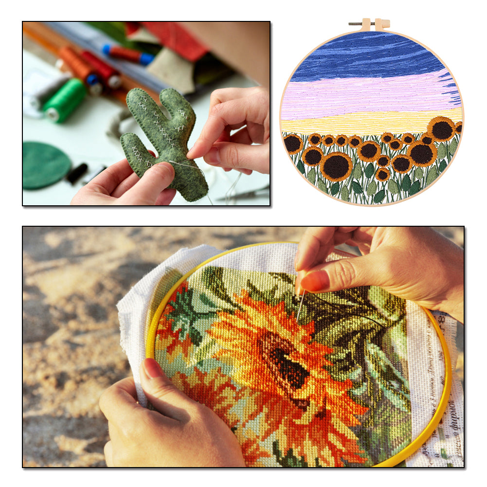 Scenery - DIY Embroidery Cross Stitch Kit with Pattern Cotton Threads Needles Hoop 35x35CM/13.78x13.78in