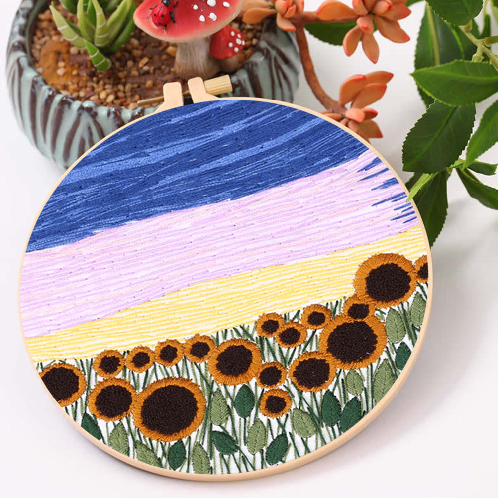 Scenery - DIY Embroidery Cross Stitch Kit with Pattern Cotton Threads Needles Hoop 35x35CM/13.78x13.78in