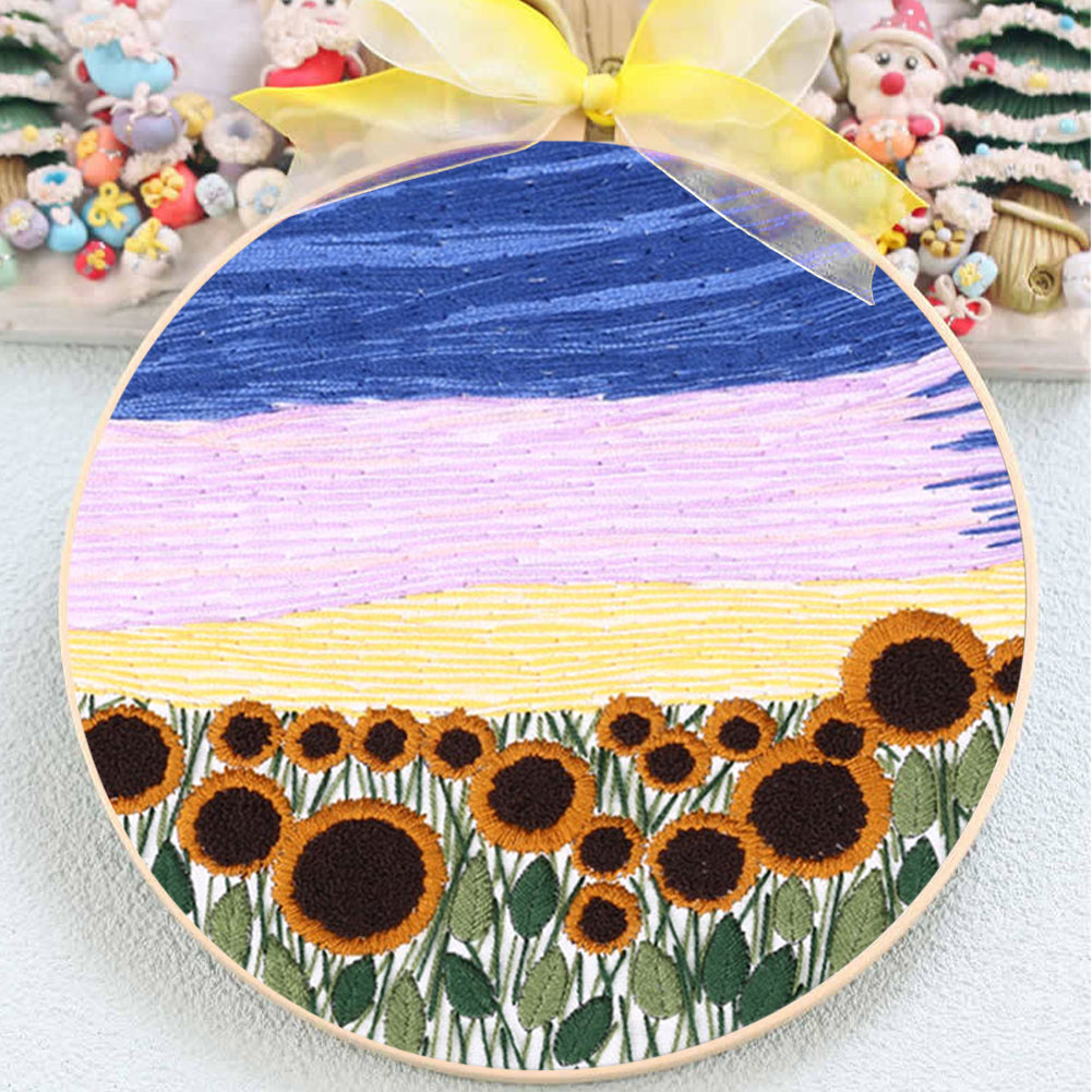 Scenery - DIY Embroidery Cross Stitch Kit with Pattern Cotton Threads Needles Hoop 35x35CM/13.78x13.78in