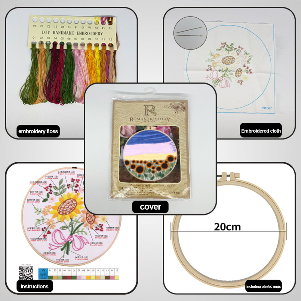 Scenery - DIY Embroidery Cross Stitch Kit with Pattern Cotton Threads Needles Hoop 35x35CM/13.78x13.78in