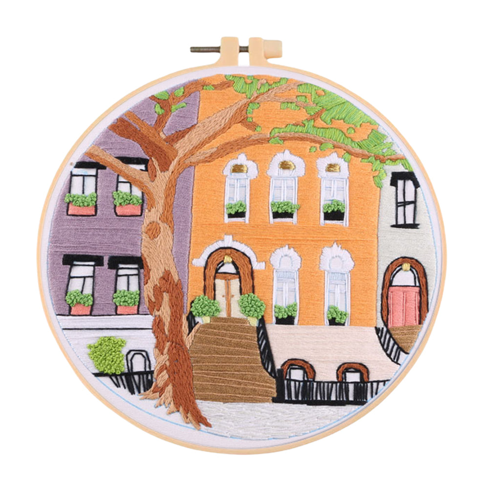 Cool Summer - DIY Embroidery Cross Stitch Kit with Pattern Cotton Threads Needles Hoop 35x35CM/13.78x13.78in