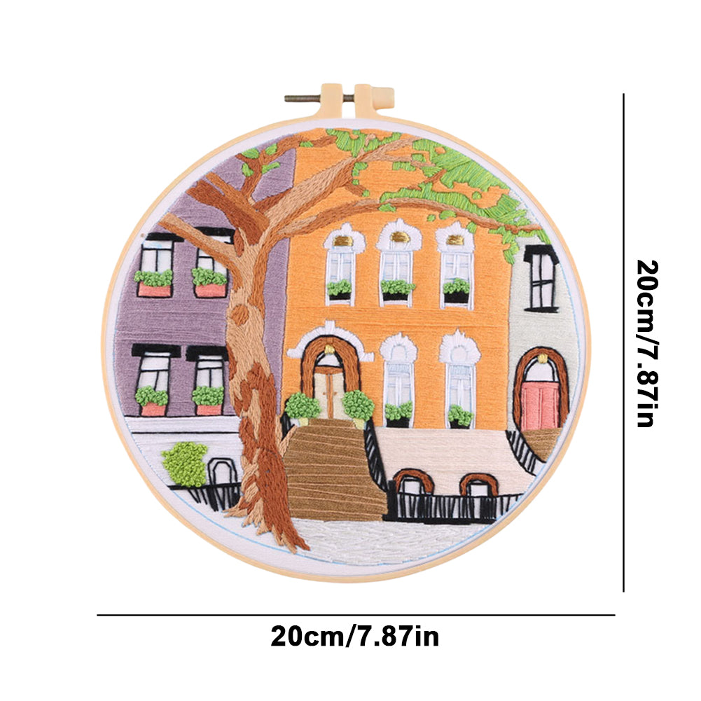 Cool Summer - DIY Embroidery Cross Stitch Kit with Pattern Cotton Threads Needles Hoop 35x35CM/13.78x13.78in