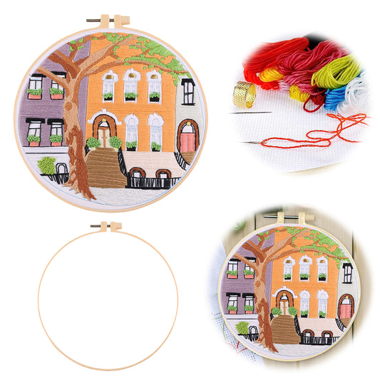 Cool Summer - DIY Embroidery Cross Stitch Kit with Pattern Cotton Threads Needles Hoop 35x35CM/13.78x13.78in